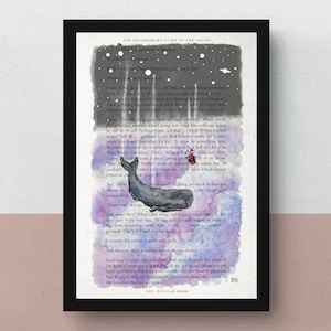 Wieloryb i Petunia | Autostopem przez Galaktykę | Wydruk A5 lub A4 | Plakat A3 | Grafika | Ilustracja książkowa
