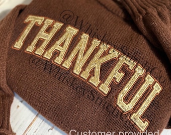 SEQUIN THANKFUL THANKSGiViNG SWEATSHIRT, Fall Sequin Applique, Embroidered Thanksgiving Sweatshirt, Christmas Sweater, Festive Pullover