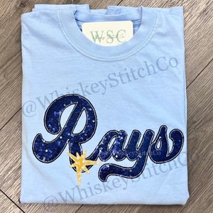 Rays SHORT SLEEVE Sequin Embroidered Applique, T-shirt, Fan Wear, Gameday, Stadium Wear, Mascot, Baseball Shirt, Tampa Bay, Rays Up