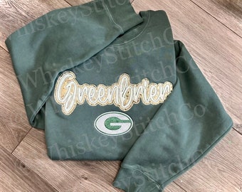 Greenbrier sweatshirt, Sparkly, Sequin Applique, Embroidered, Gameday, Sportswear, T-shirt, School Mascot, Spirit Wear, Stadium Wear