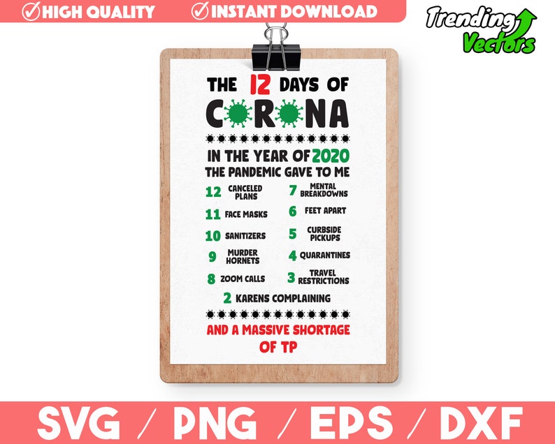 Download 12 days of Corona SVG Covid Christmas 2020 SVG 12 days Of ...