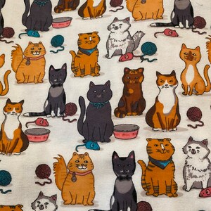 2 yd x 44" JoAnn Hudson Ohio Cotton Flannel Assorted 2" Multi Color Cats Kitty