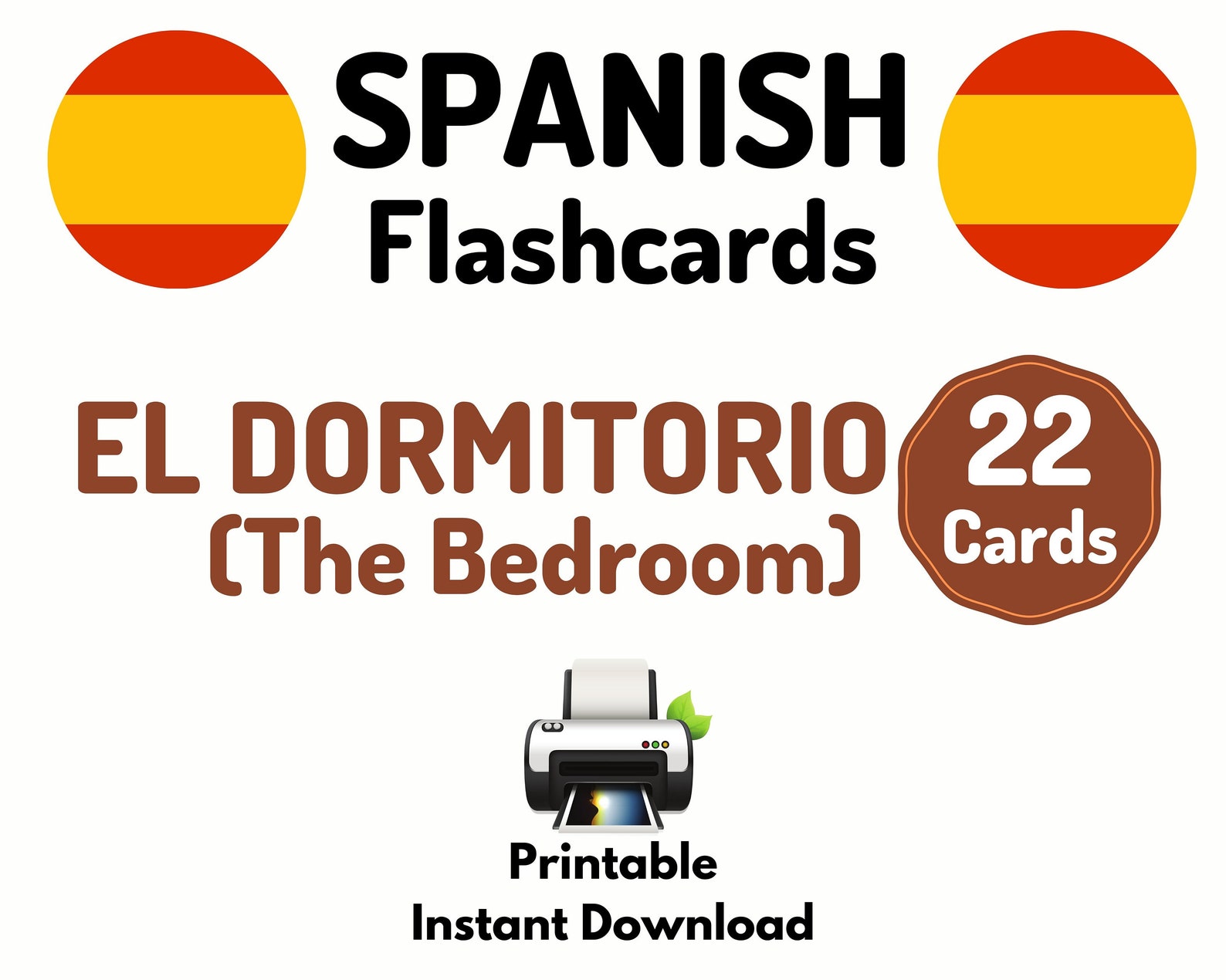 22 Spanish Bedroom Vocabulary Flashcards Learning Spanish Etsy France