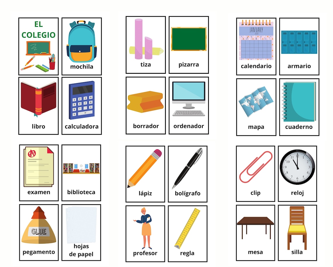 English Spanish Flashcards Printable Free