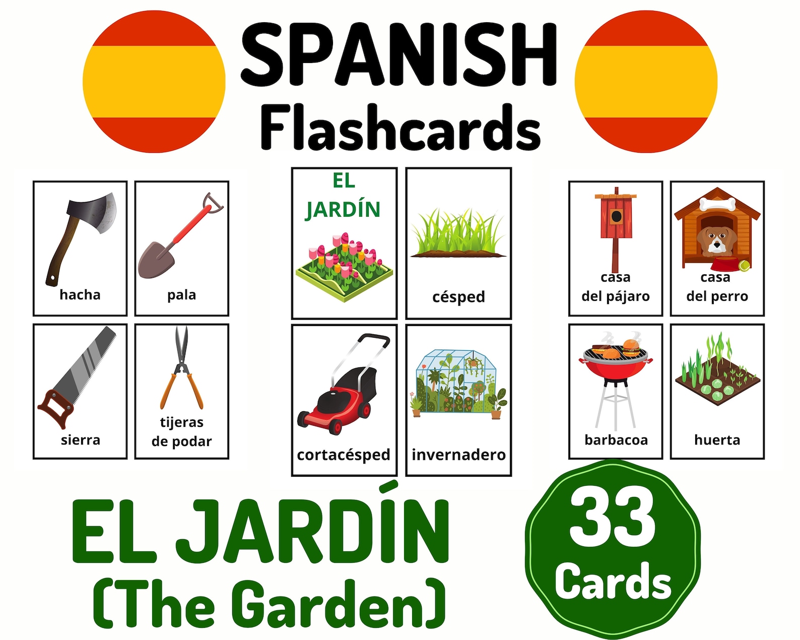 33 Spanish Garden Vocabulary Flashcards Learning Spanish Homeschool