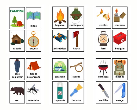 35 Spanisch Camping Vokabeln Lernkarten - Spanisch lernen - Fernunterricht  zu Hause - Spanisch Karten Set - Lernkarten - Etsy sterreich