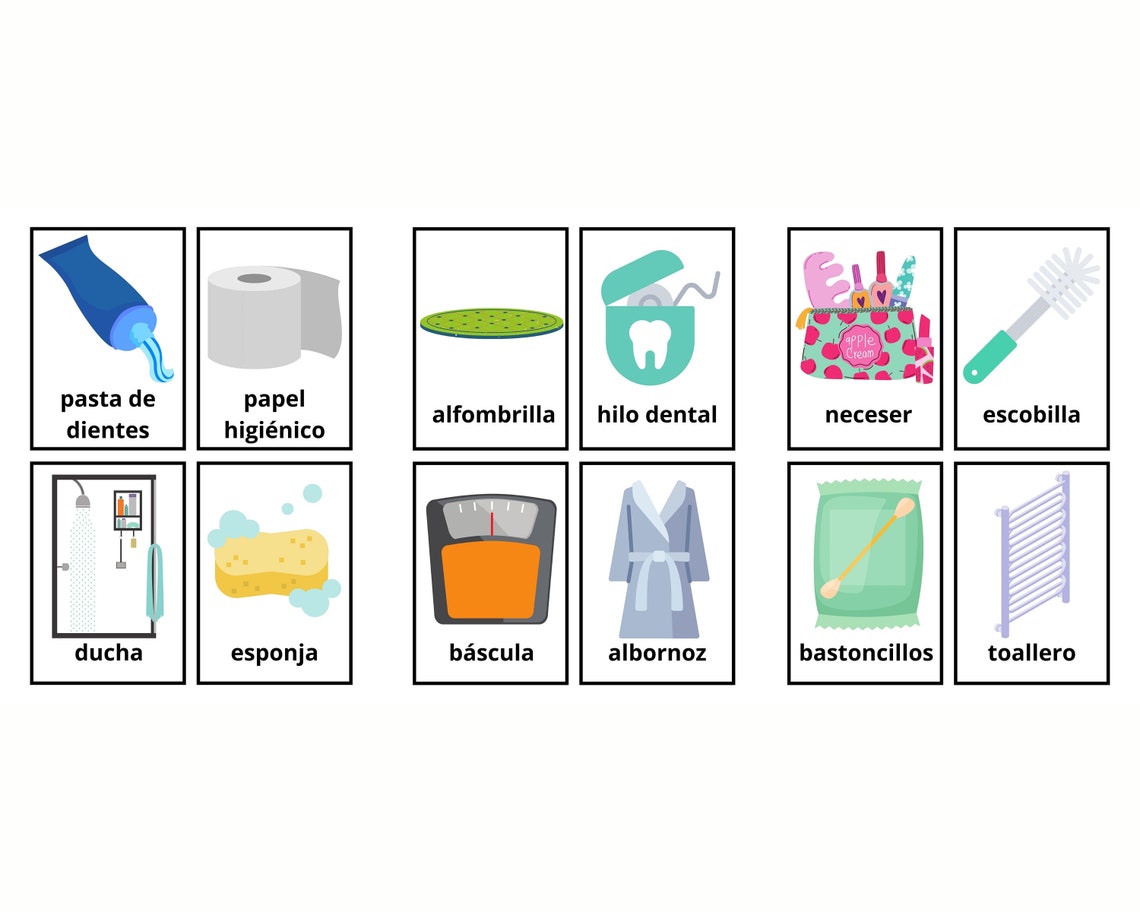 27 Spanish Bathroom Vocabulary Flashcards Learning Spanish Etsy España