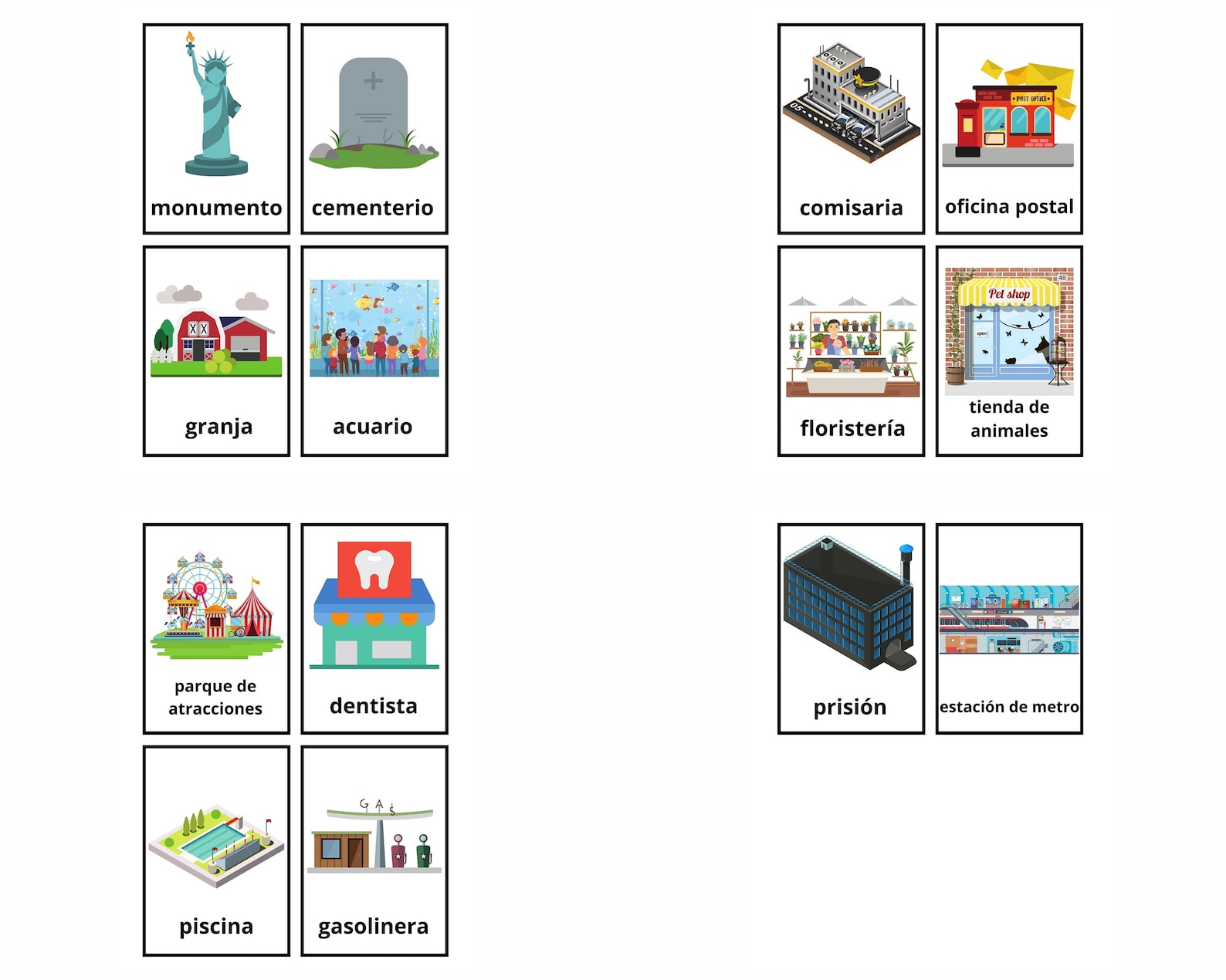 53 Spanish Places in the City Vocabulary Flashcards Learning Etsy Italia