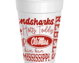 25 pack - Ole Miss - Traditions Font Wrap - 16oz Styrofoam Cups
