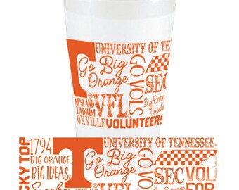 Tennessee Vols Traditions Font Wrap - 16oz Frosted Plastic Cups - 10 Pack