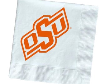 Oklahoma State University Napkins - 20 Pack Officially Licensed Cowboy White Beverage Napkins