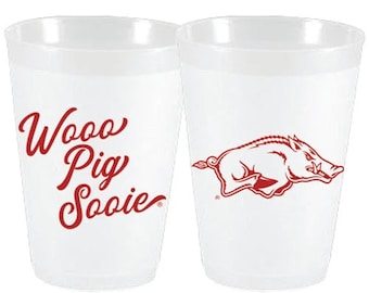 Arkansas Cups - 10 pack 16oz - Officially Licensed University of Arkansas Woo Pig Sooie Reusable Plastic Cups