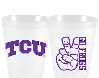 TCU Go Frogs - 16oz Frosted Plastic Cups - 10 Pack