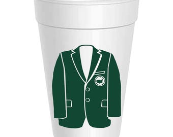 SAME DAY SHIP - 25 Pack - Masters Cups -  Golf Masters Green Jacket Styrofoam Cups - Great Guys Gift!