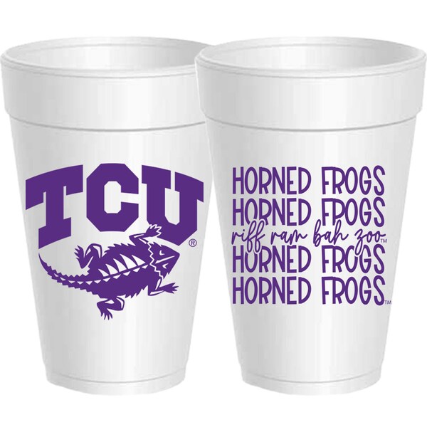 25 Pack - TCU Horned Frog Mirror 16oz Styrofoam Cups
