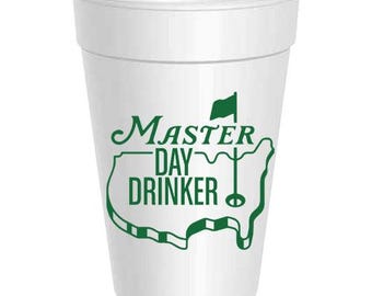 SAME DAY SHIP - 25 pack - Masters Cups - Master Day Drinker Golf - 16oz Styrofoam Cups - Great Guys Gift!