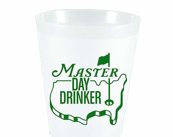 SAME DAY SHIP - Masters Cups - Master Day Drinker Reusable 16oz Frost Flex Cups - 10 pack - Golf Gifts