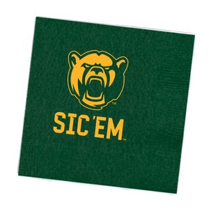Baylor Napkins - Baylor  University Officially Licensed Sic Em Green Beverage Napkins - Qty 20