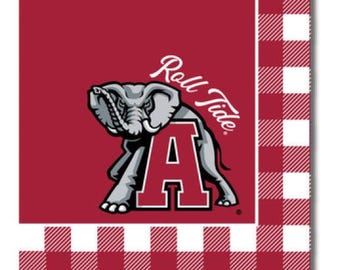 Alabama - A Logo - Full Color Checkerboard Beverage Napkins - Pack of 20 - Officially Licensed - Bama Grad Gift! Tailgating Essential