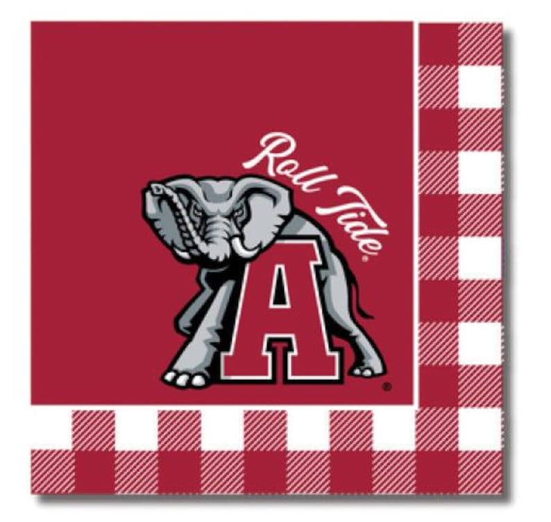 Alabama - A Logo - Full Color Checkerboard Beverage Napkins - Pack of 20 - Officially Licensed - Bama Grad Gift! Tailgating Essential image 1