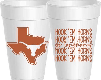 25 Pack - Texas Longhorn Mirror - 16oz Styrofoam Cups