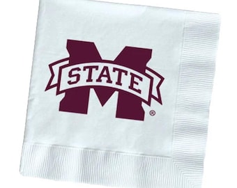 Mississippi State Napkins - 20 Pack - Officially Licensed Beverage Napkins for Tailgates and Graduation Parties
