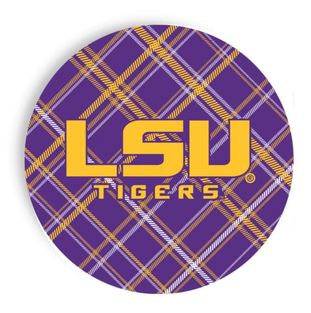 LSU Tigers Plaid Pattern - 9 Inch Plate - Full Color LSU Logo ...