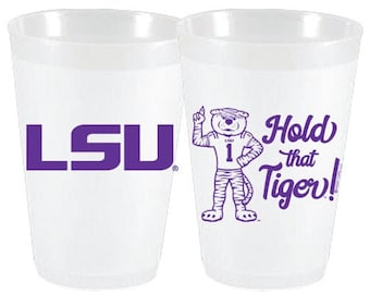 LSU Cups - 10 Pack - Officially Licensed Hold that Tiger 16oz Reusable Plastic Cups
