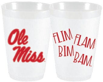 Ole Miss Flim Flam Bim Bam - 16oz Frosted Plastic Cups - 10 Pack