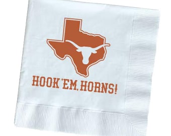 UT Napkins - University of Texas Officially Licensed Hook Em Horns Beverage Napkins - Qty 20