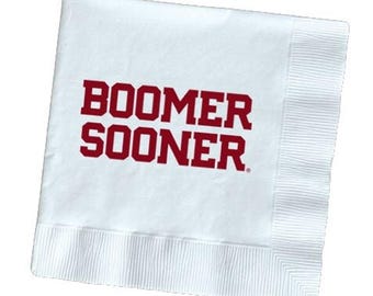 OU Napkins - 20 Pack - Officially Licensed Boomer Sooner Beverage Napkins - University of Oklahoma