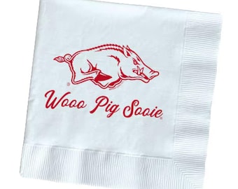 Arkansas Napkins - Woo Pig Sooie Officially Licensed Beverage Napkins - 20 Pack - University of Arkansas