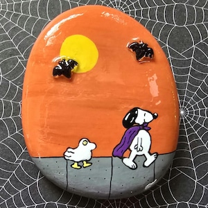 Snoopy and Woodstock Halloween Painted Rock