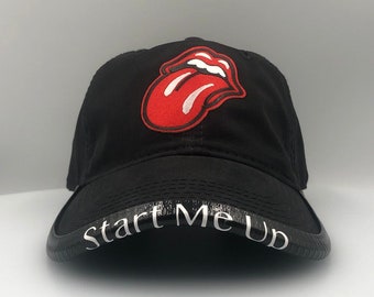 Rolling Stones Tongue Logo Hat with Custom BrimmTrimm Brim Protector Hat Accessory Personalized Gift for Him Her Classic Rock Music Jagger