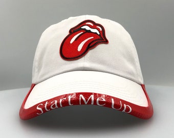 Rolling Stones Tongue Logo Hat with Custom BrimmTrimm Brim Protector Hat Accessory Personalized Gift for Him Her Classic Rock Music Jagger