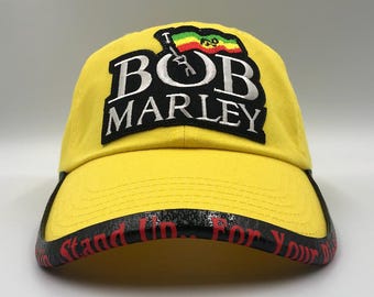 Custom Bob Marley Flag Hat with Personalized BrimmTrimm Brim Accessory, Reggae