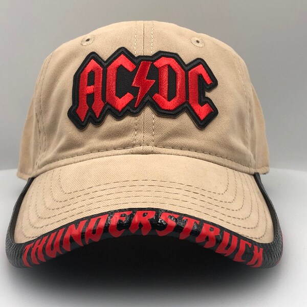 AC/DC Band Logo Hat with Custom BrimmTrimm Hat Accessory Brim Protector Classic Rock 70s 80s Retro Personalized Christmas Gift Vintage Metal