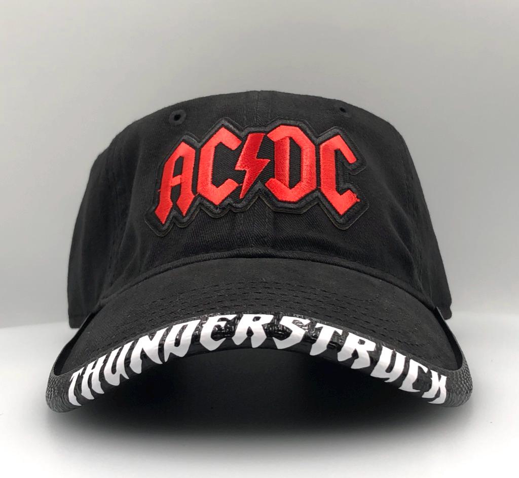 AC/DC Black Rhinestone Logo Curved-Brim Cap Lauren Moshi ACDC Acid Washed Baseball Hat - Walmart.com main image 4