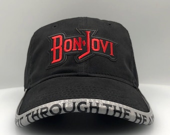 Custom Bon Jovi Hat with Personalized Brim, 80s Rock Concert Wear