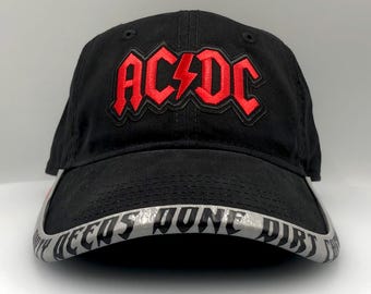 Custom AC DC Hat with Personalized BrimmTrimm Brim Protector, Classic Rock