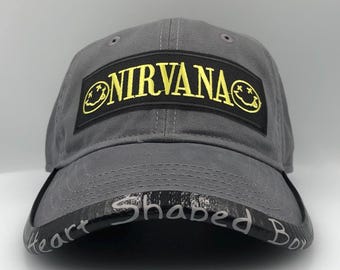 Custom Nirvana Hat with Personalized BrimmTrimm Brim Protector - Grunge 90s Retro