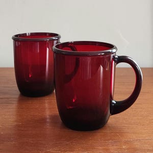 Ruby Red Glass Cups Made In France by Arcoroc(The Pair)