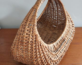 Cesto a gondola in vimini francese vintage anni '60 / Borsa da raccolta Crescent Moon