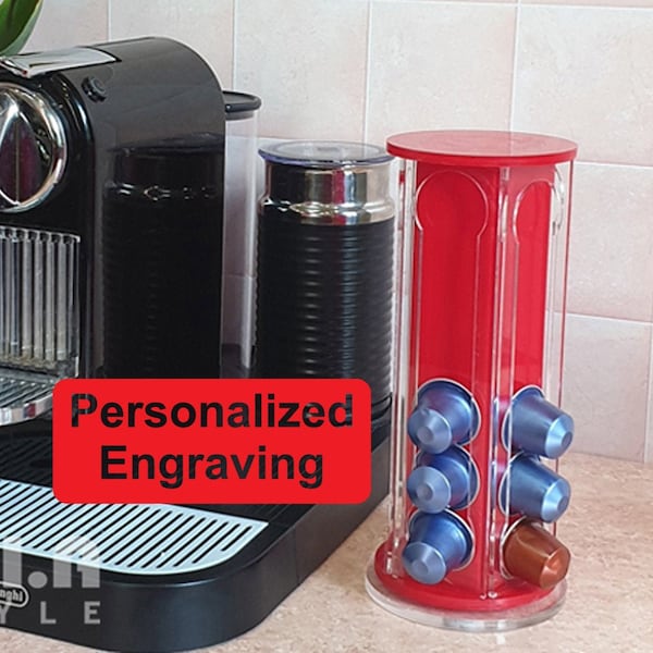 Coffee Capsule Holder. Nespresso Original, Carousel. Red, Rotating 30 Coffee Pod Storage. Rotates 360 degrees. A gift for coffee lovers