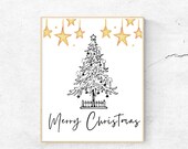 Merry christmas wall art print, christian christmas printables, christmas tree print, merry christmas sign, wall art decor, holiday print