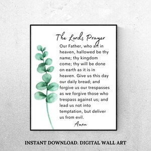 Our Father Prayer Print, The Lords prayer print, The Lords prayer printable, Christian scripture print, Bible verse wall art, digital print