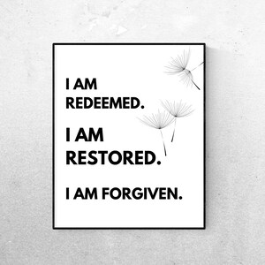 I am redeemed wall art print| minimal print | modern Christian wall art |Scripture Art Printable For Christian Home| 8x10 11x14 16x20