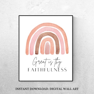 Great is thy faithfulness wall art, Christian printable wall art, Christian wall décor, Lamentations 3 sign, Boho wall art prints