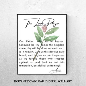 Our Father Prayer Print, The Lords prayer print, The Lords prayer printable, Christian scripture print, Bible verse wall art