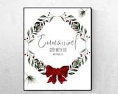 emmanuel god with us print, immanuel print, matthew 1:23 print, God with us sign, christian christmas printables